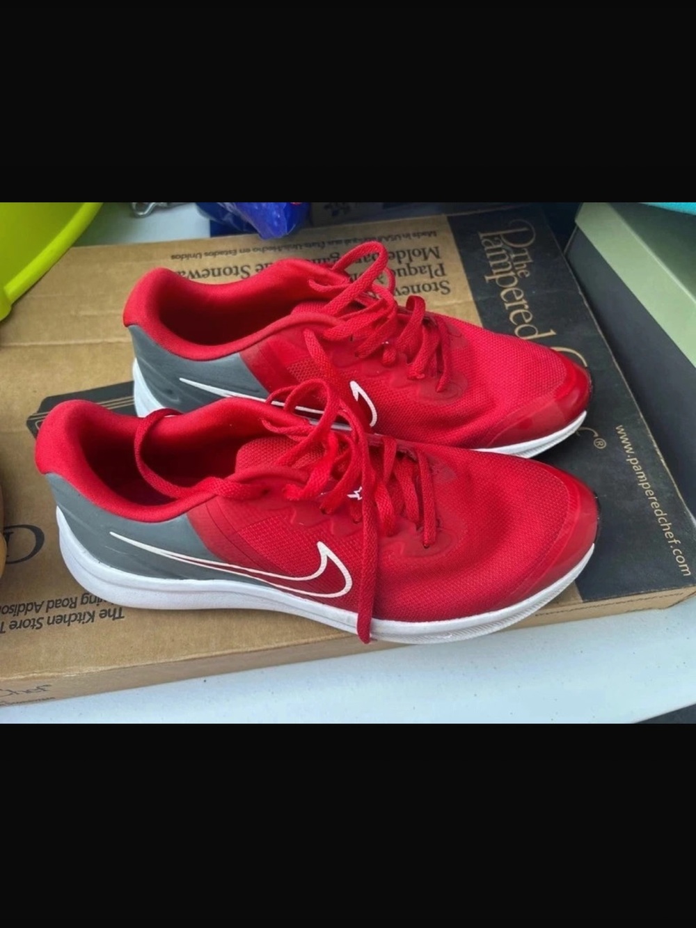 Nike Kids Red and Gray Low-Top Sneakers